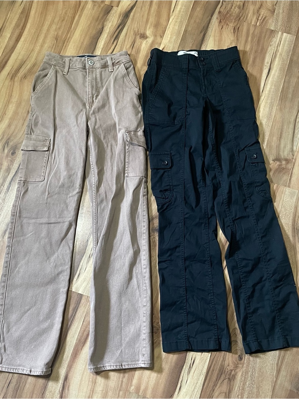 Y2K Hollister Cargo Trouser Bundle - Black & Khaki Sz 000